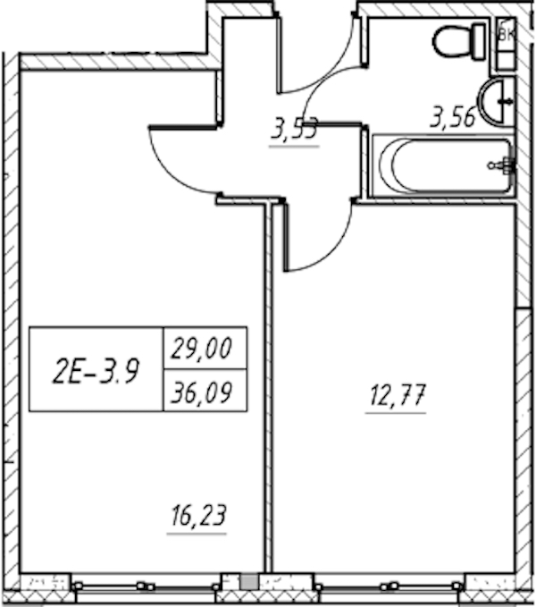 1-комнатная квартира 36.09 м², 5/11 эт., Комплекс апартаментов «Zoom на Неве»